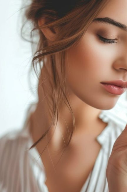 Femme testant un parfum sur son poignet dans une parfumerie